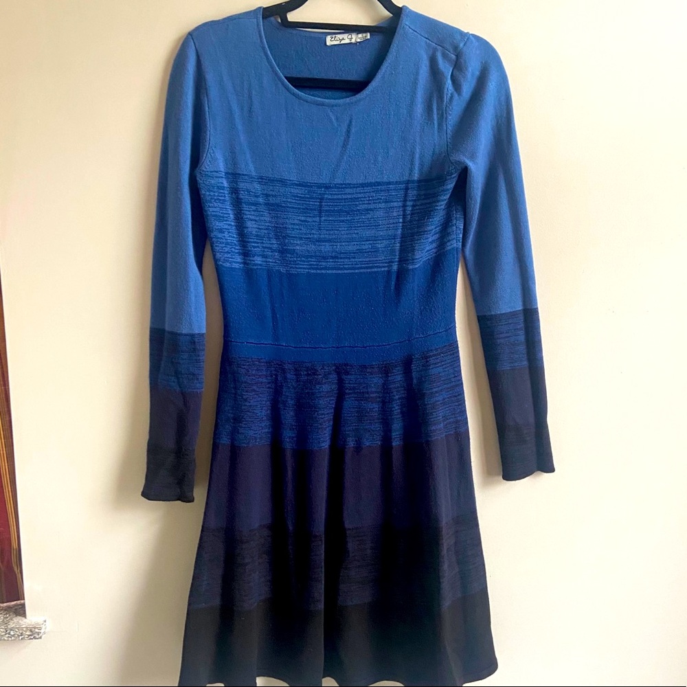 Eliza J classic blue long-sleeve sweater dress